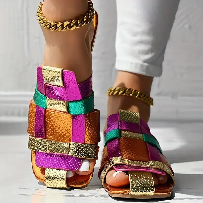 Women's Woven Mosaic Flat Sandals