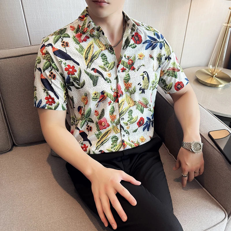 Slim Fit Printed Short-Sleeve Shirt