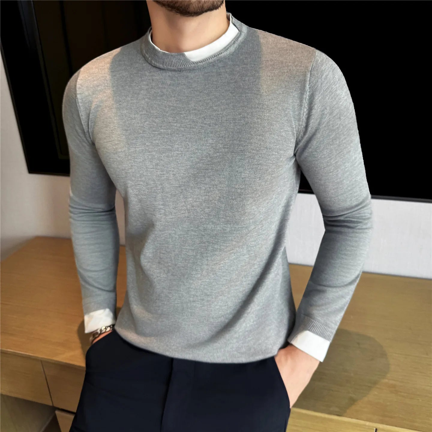 Slim Fit Long-Sleeve Knit Sweater