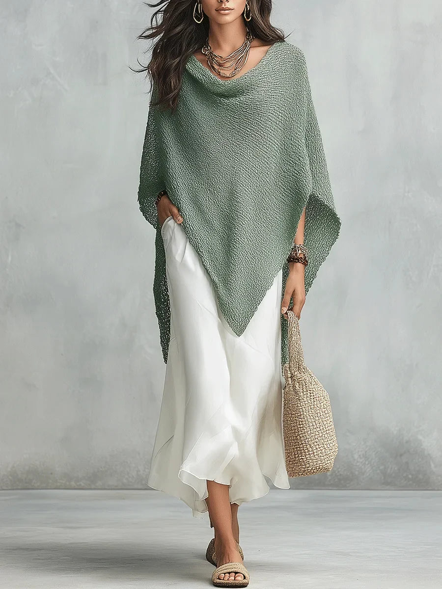 Women's Knit Poncho Maxi Dress Set