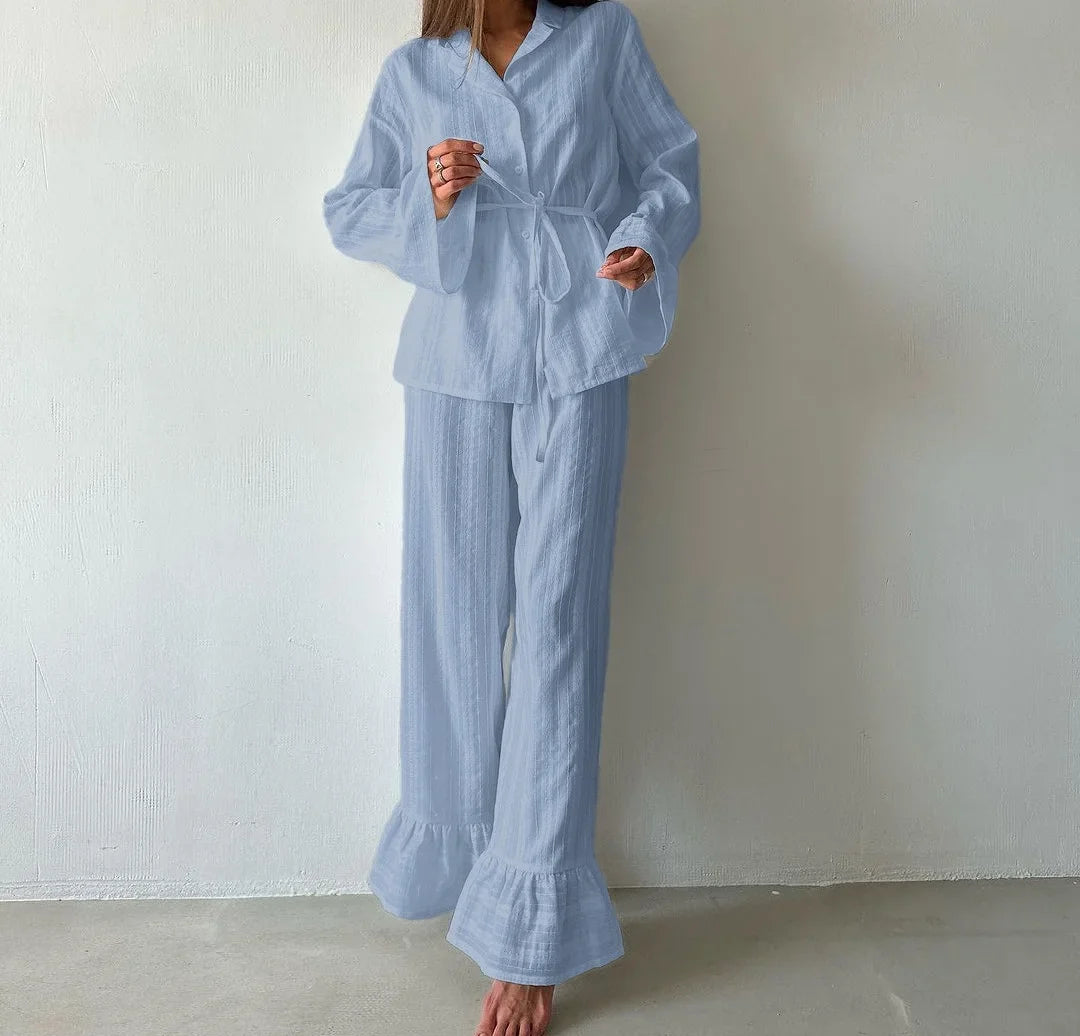 Women's Ruffle Trim Pajama Set