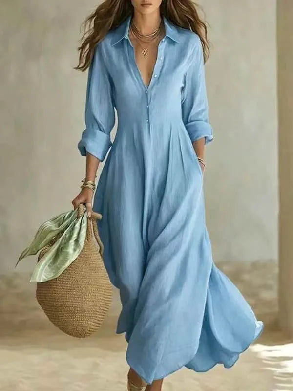 Women's Breathable Maxi Shirt Dress