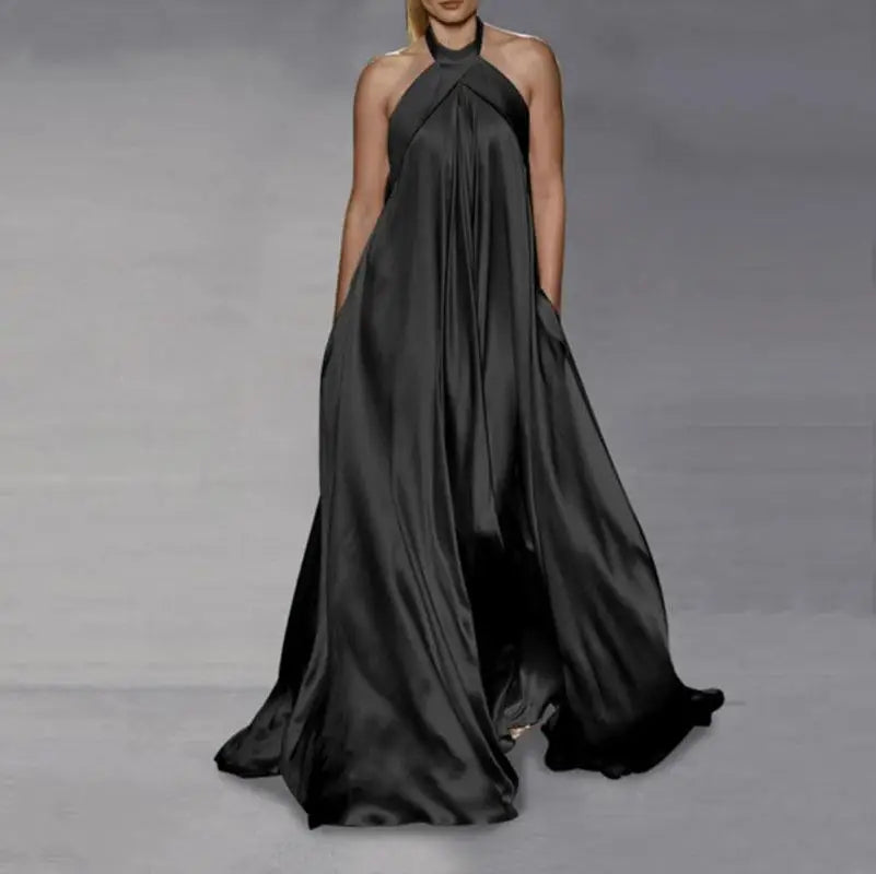 Women's Satin Halter Maxi Dress