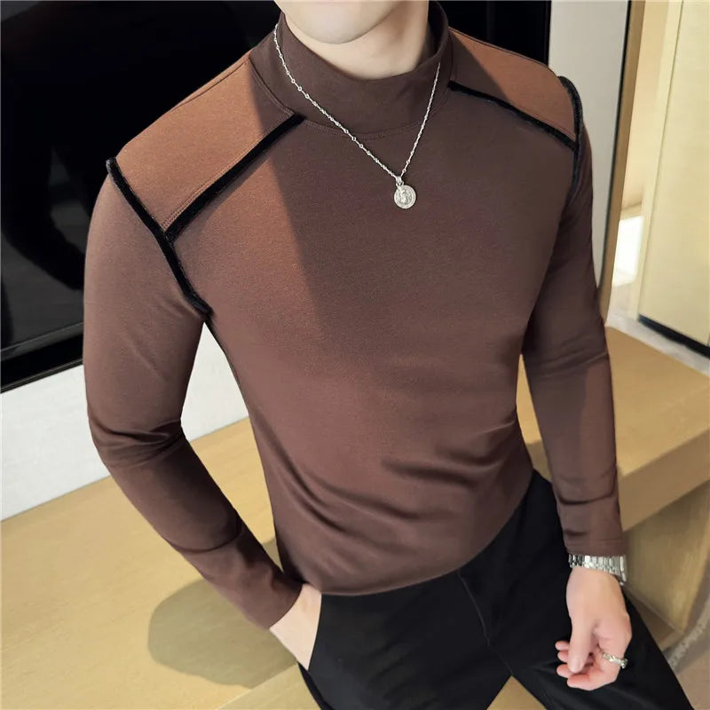 Slim Fit Velvet Long-Sleeve T-Shirt