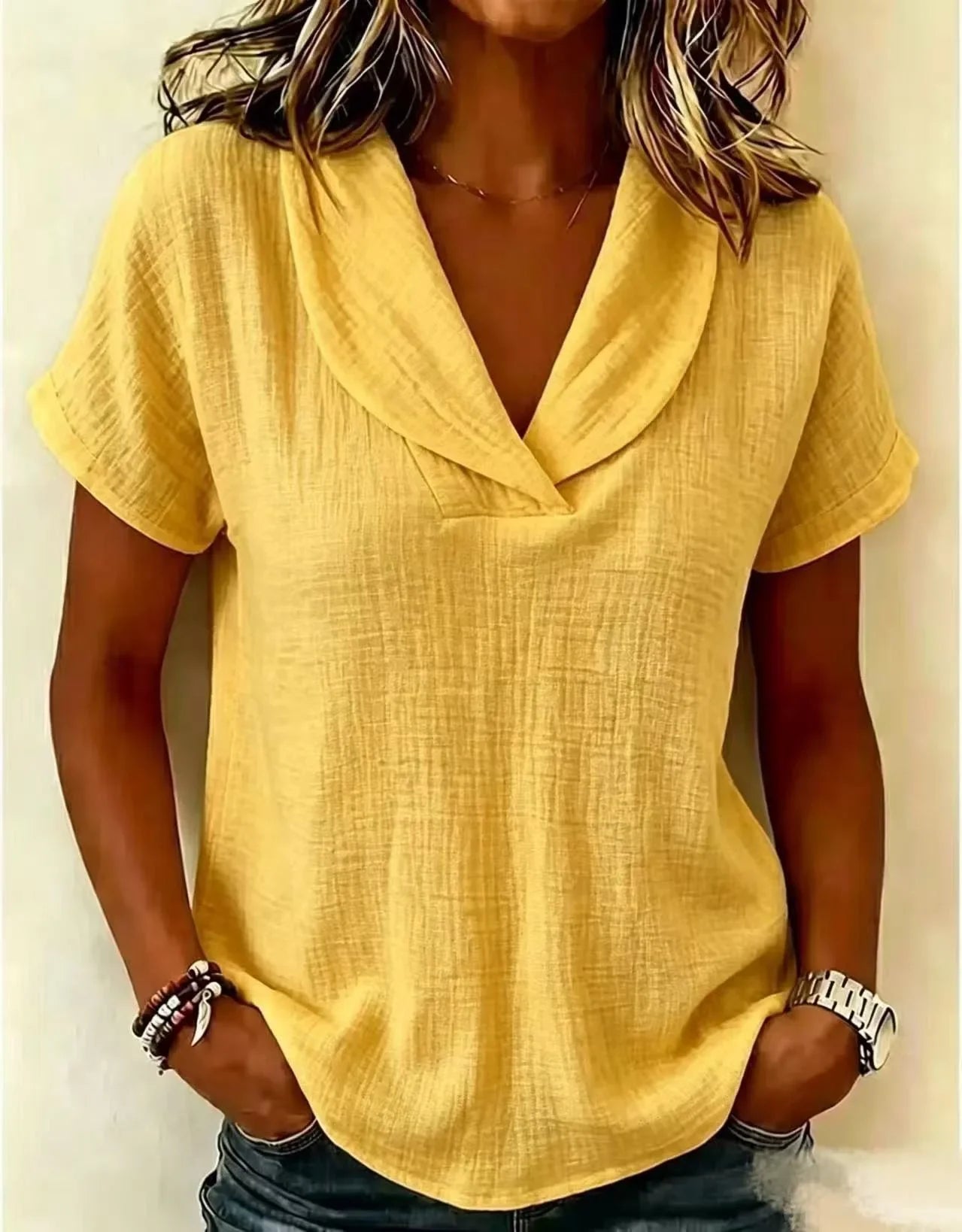 Women's Relaxed V Neck Blouse