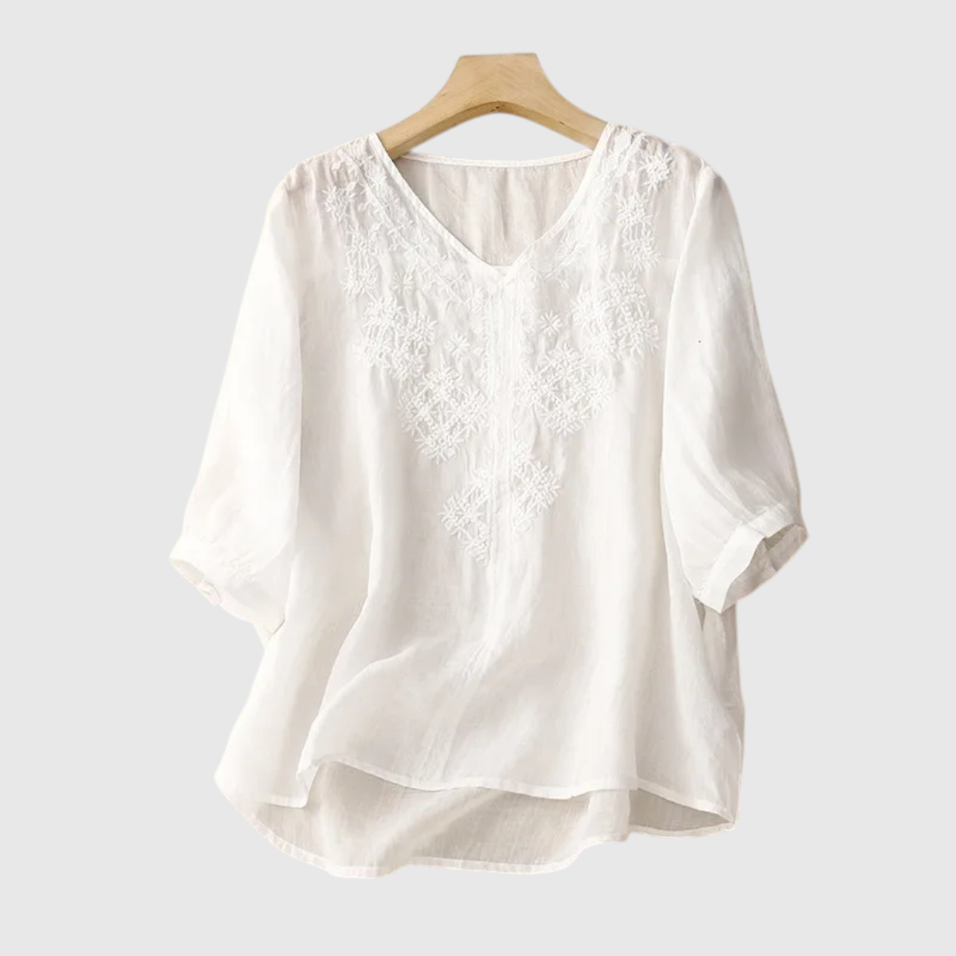 Women's Embroidered Linen Blouse