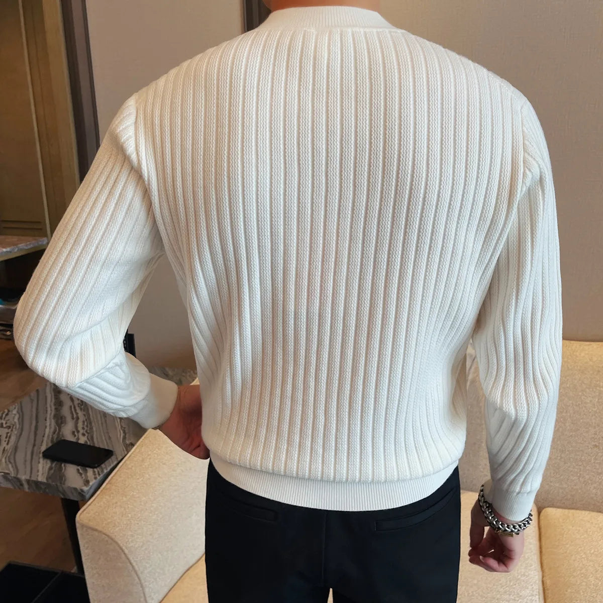 Slim Fit Long-Sleeve V-Neck Knit Sweater