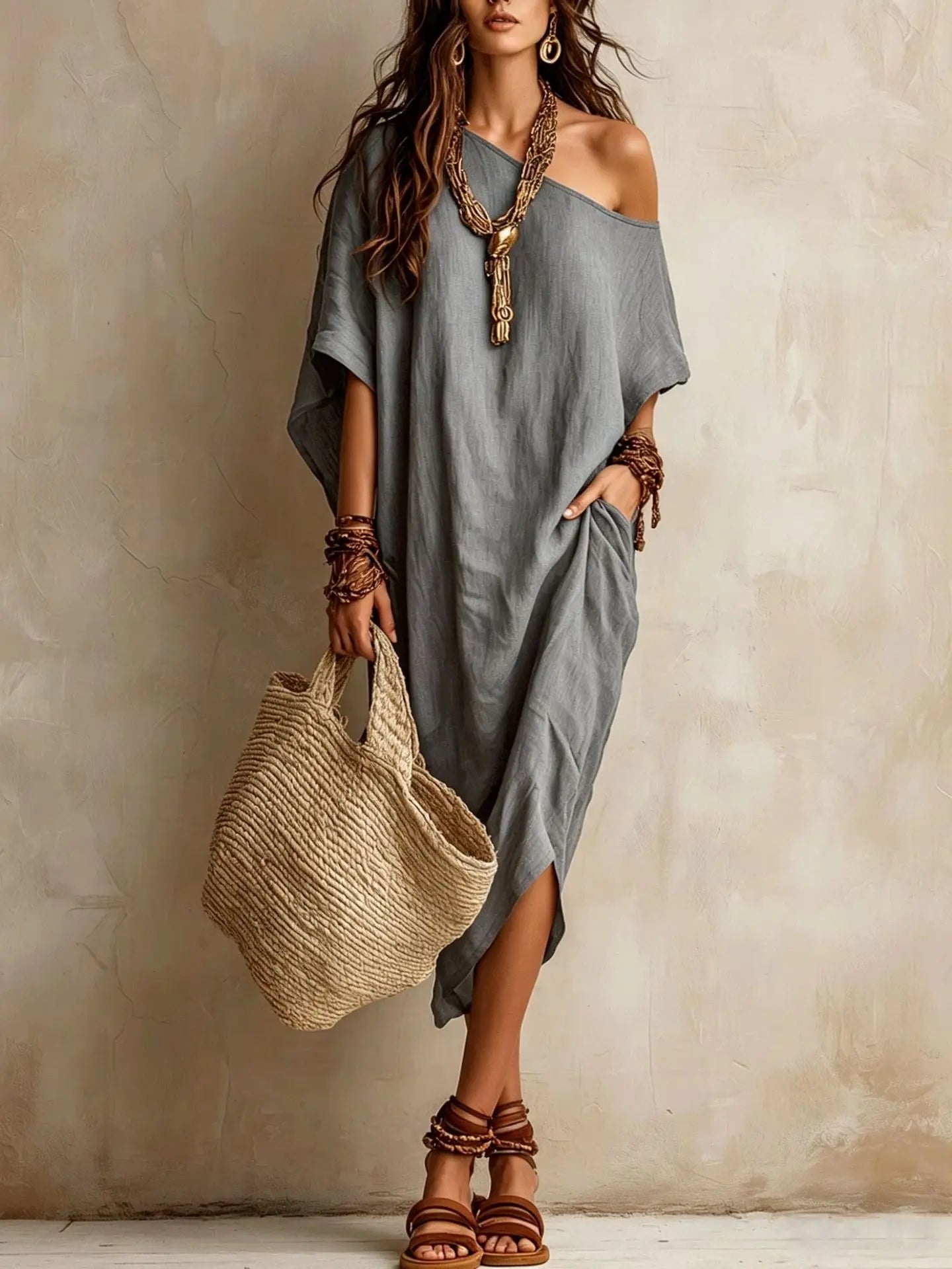 Women's Batwing Sleeve Midi Dress