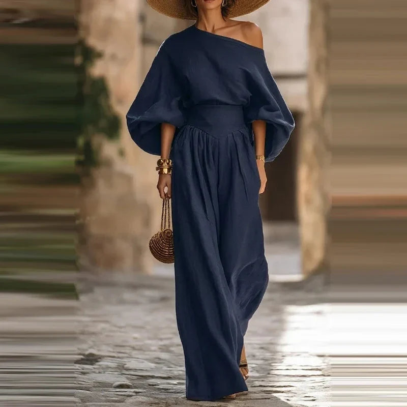 Women's One Shoulder Trouser Set