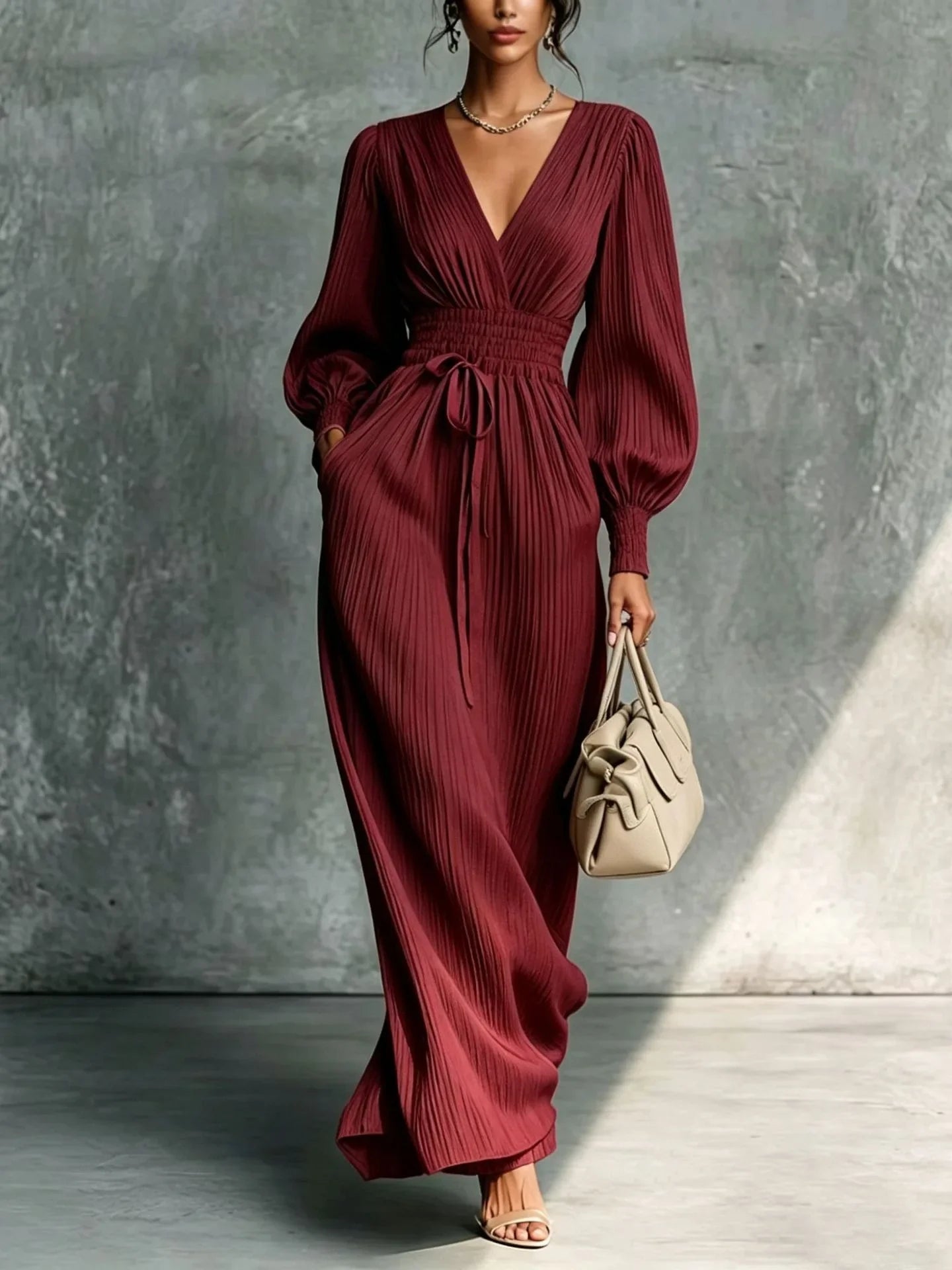 Women's Deep V Neck Maxi Dress