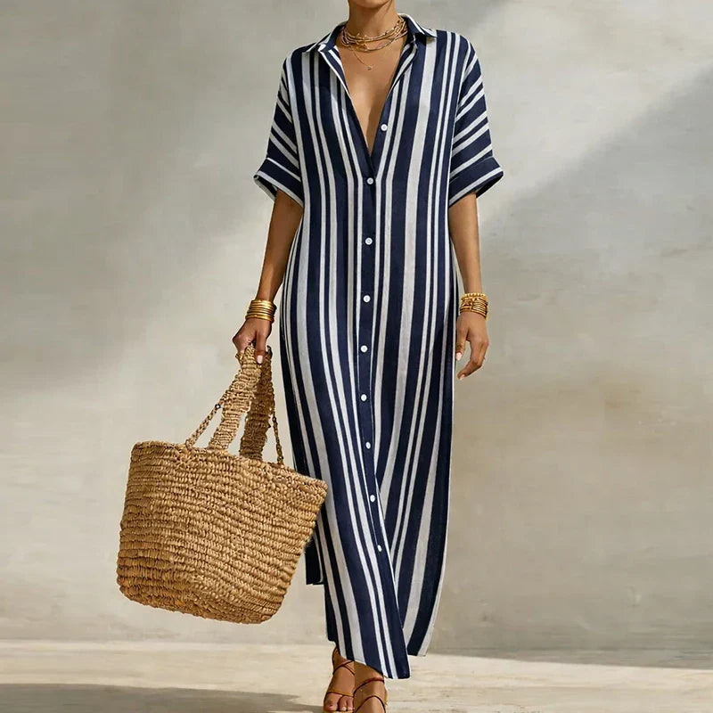 Women's Linen Long Shirt Dress