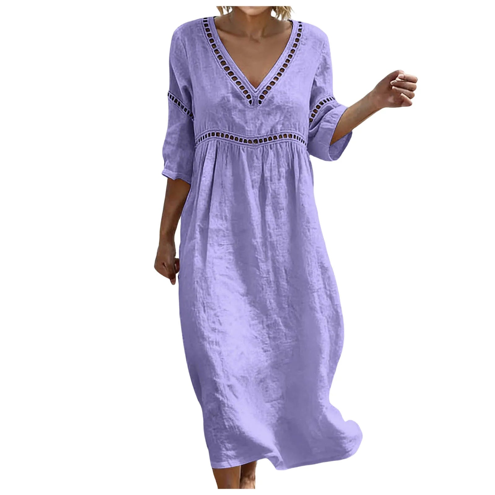 Women's Embellished V Neck Boho Maxi Dress