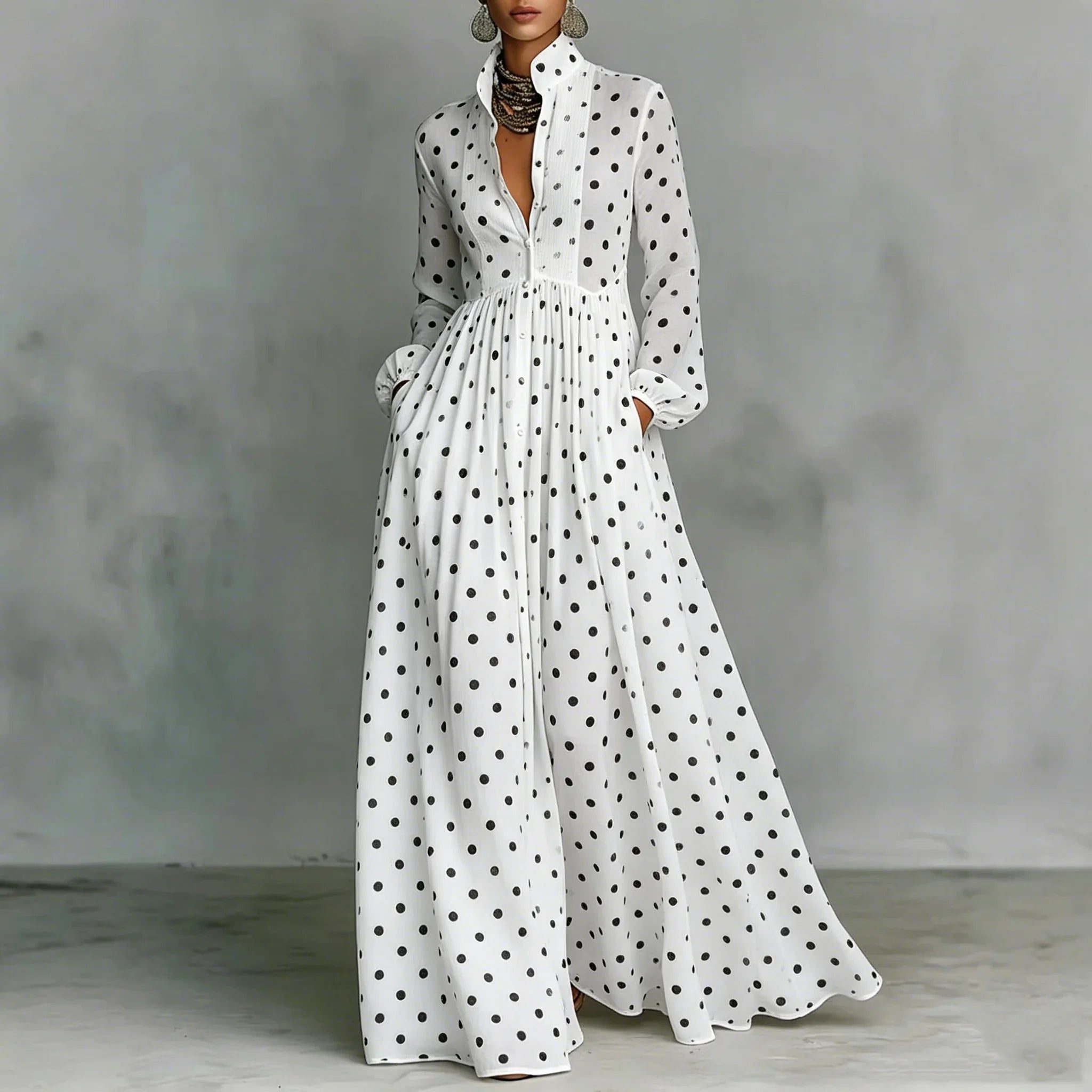 Women's Polka Dot Maxi Dress
