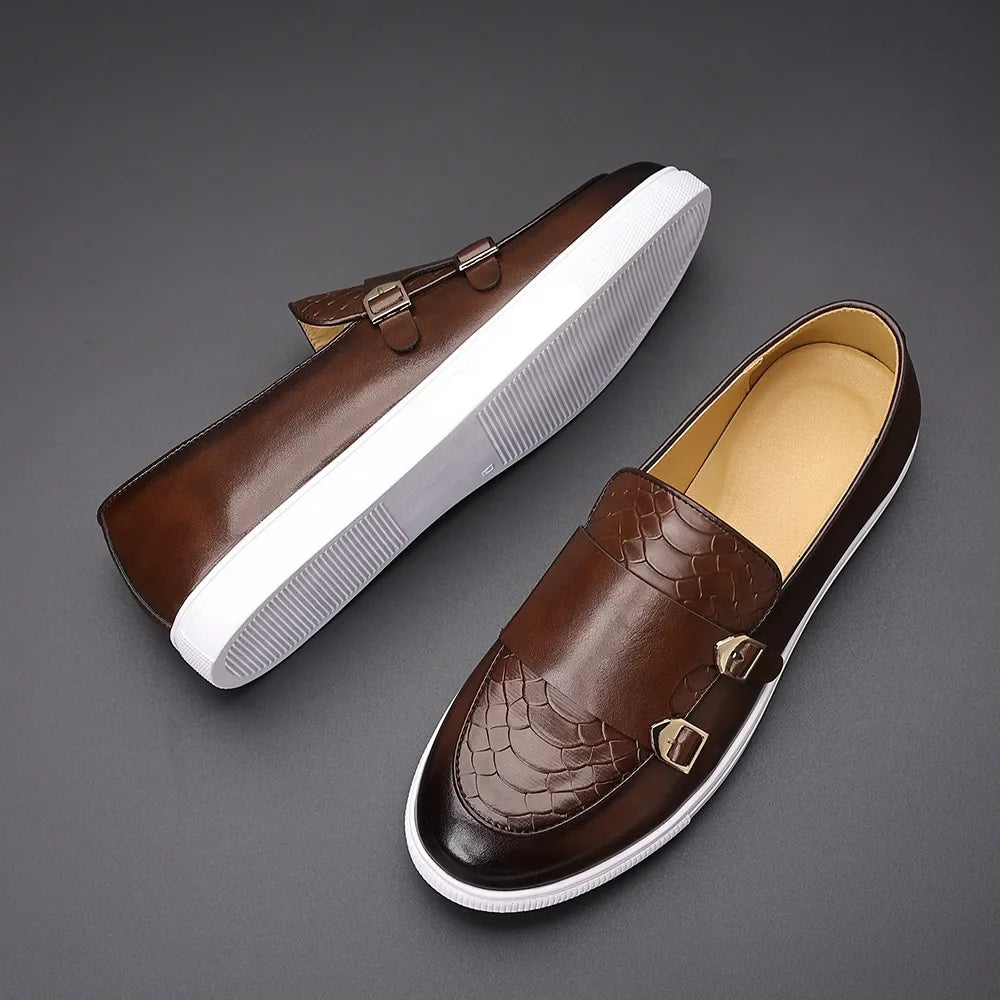 Women's Monk Strap Leather Loafers