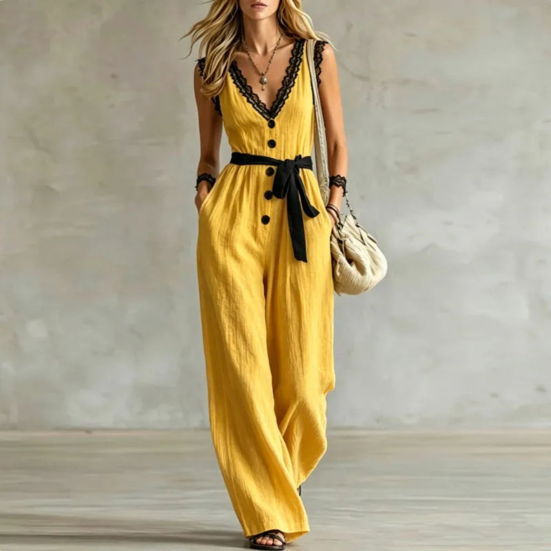 Women's Boho Belted Jumpsuit