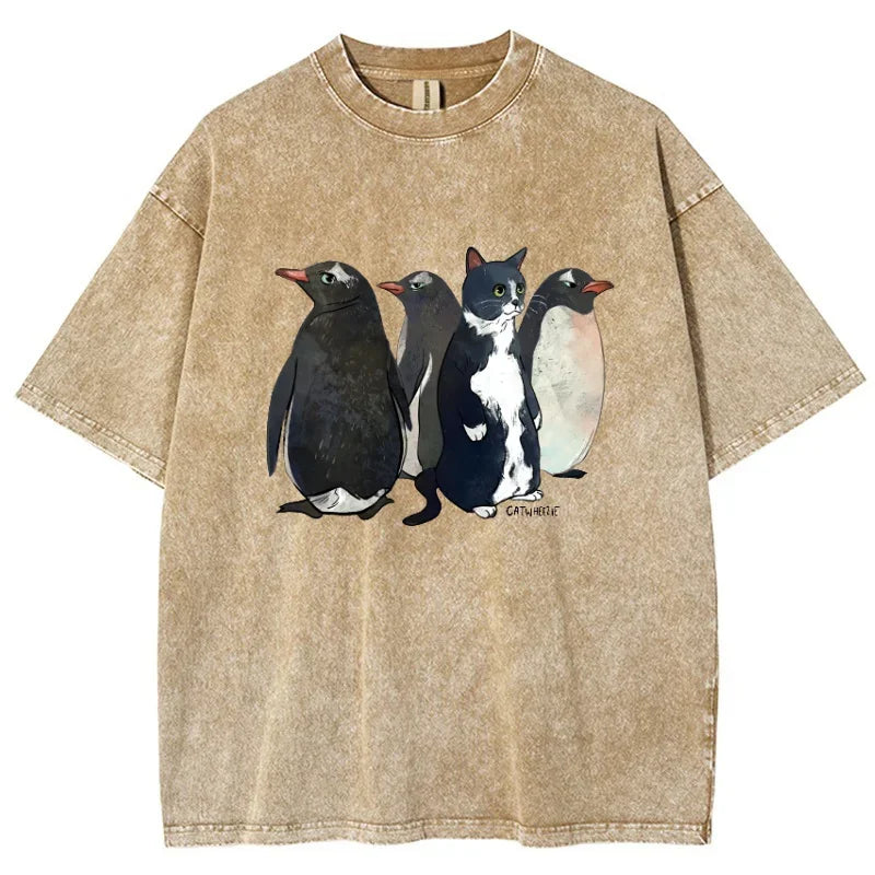 Women's Washed Graphic Penguin Tee