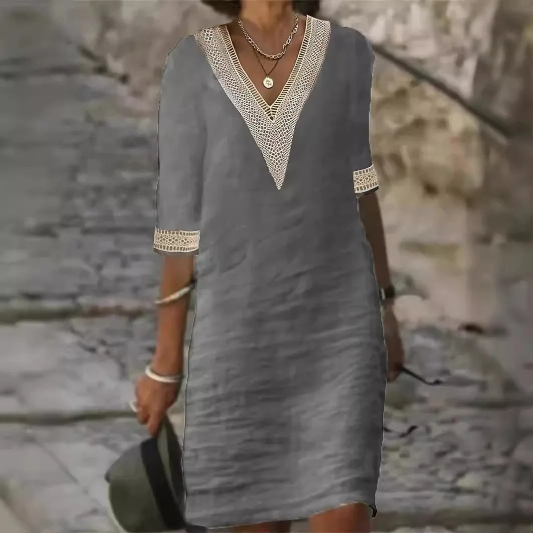 Women's V Neck Casual Mini Dress