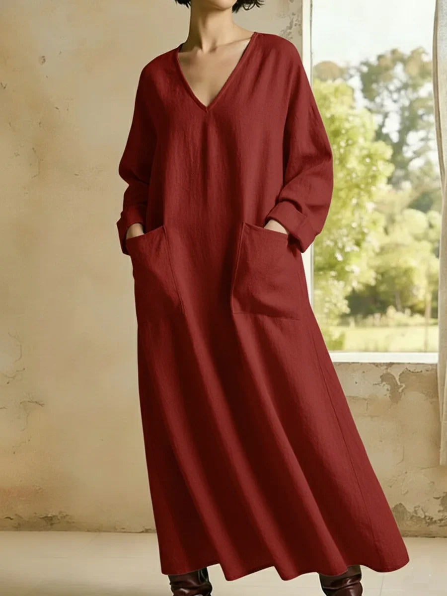 Women's Relaxed V Neck Maxi Dress