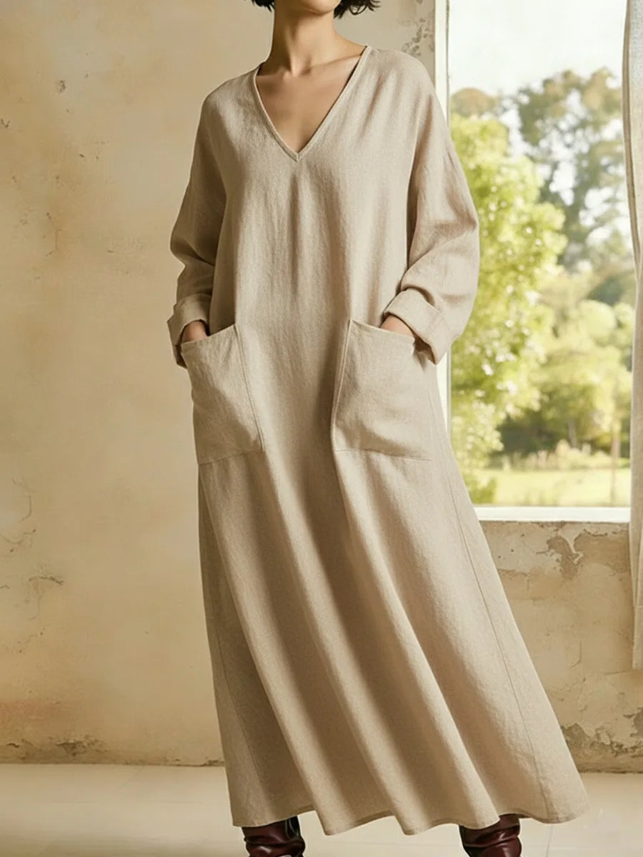 Women's Relaxed V Neck Maxi Dress