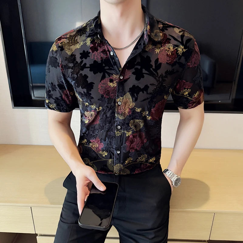 Slim Fit Floral Short-Sleeve Shirt