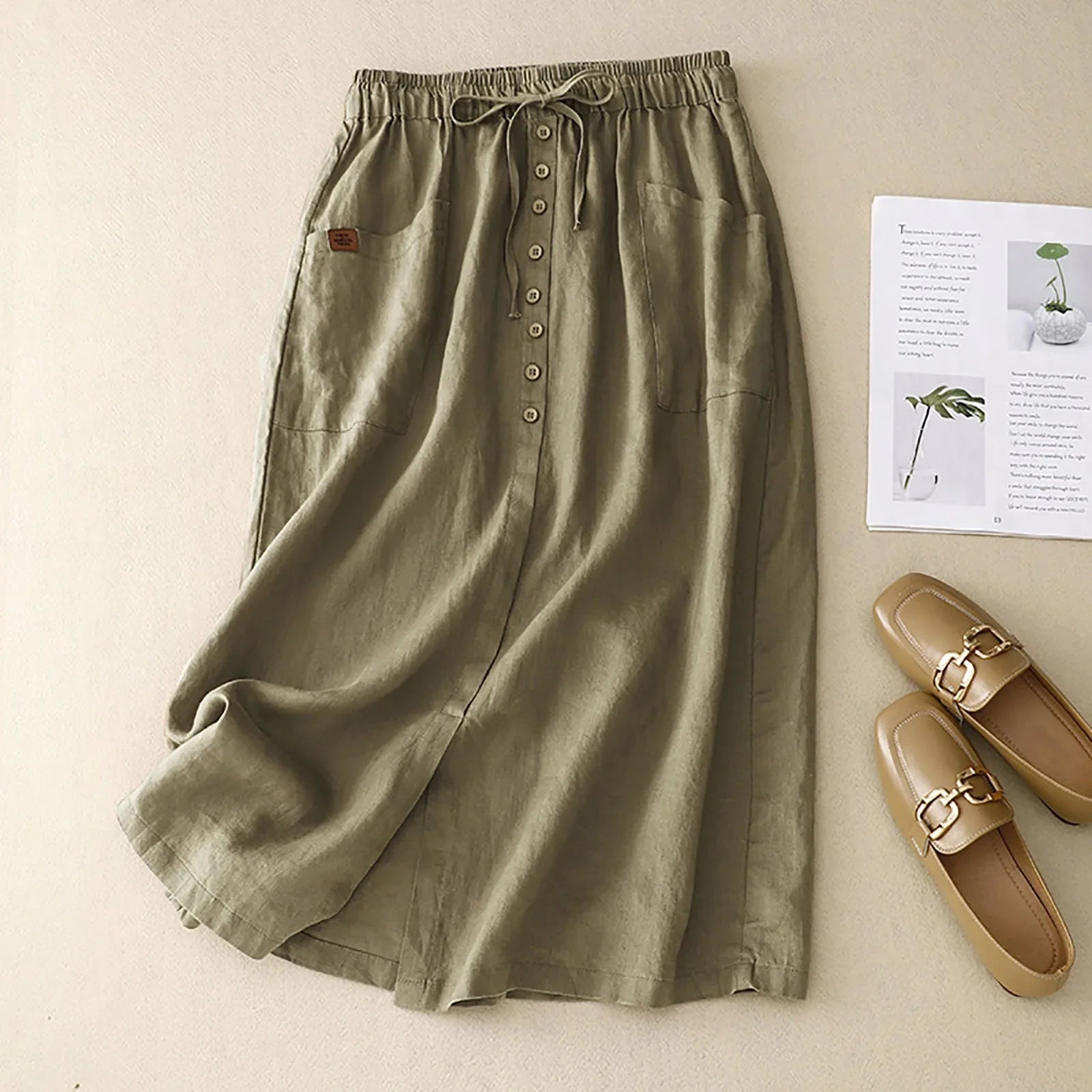 Women's A-Line Linen Skirt