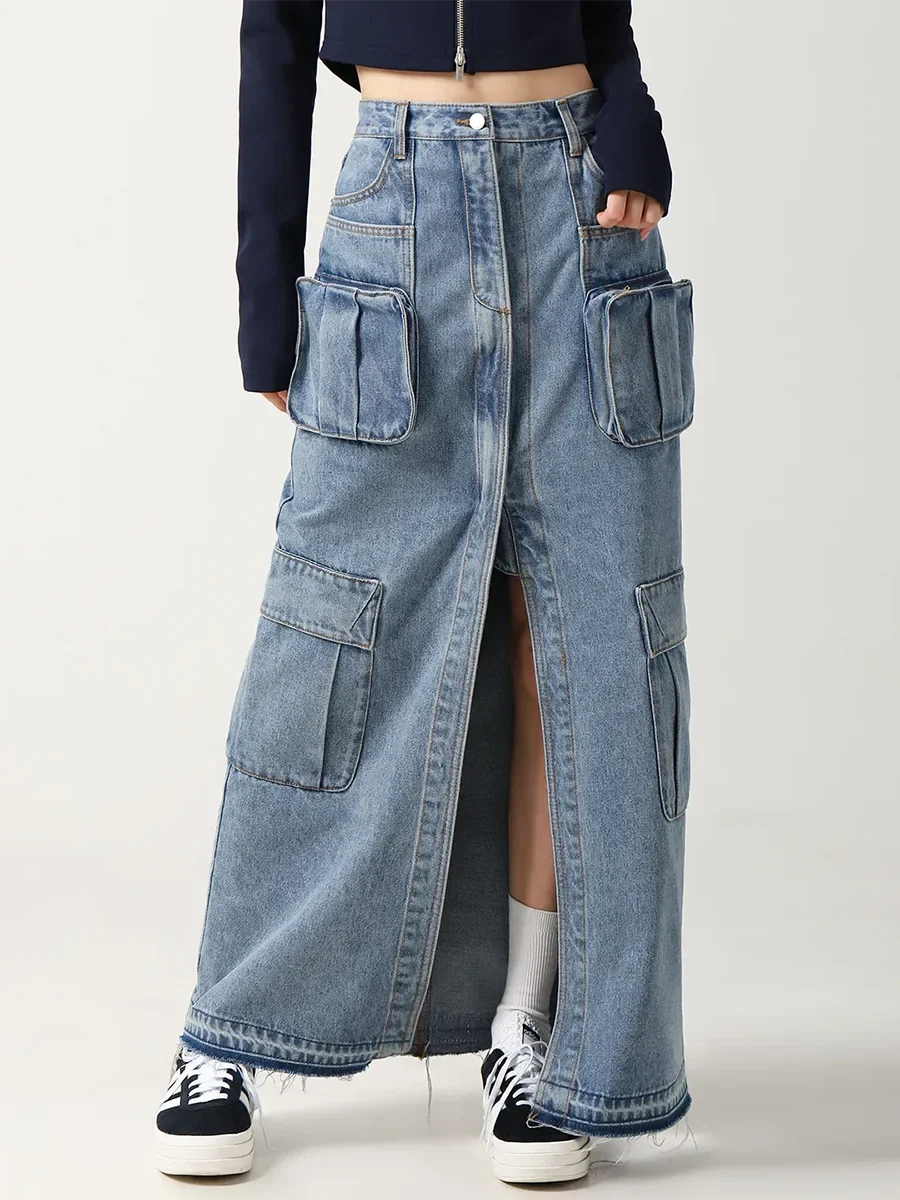 Women's Cargo Pocket Denim Skirt