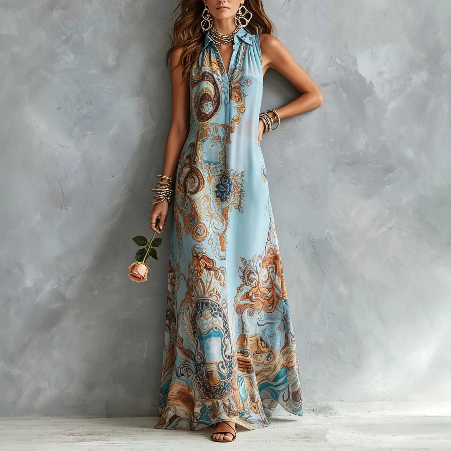 Women's Boho Print Maxi Dress