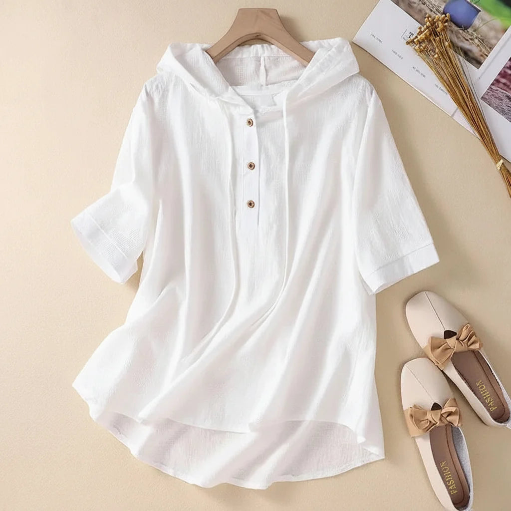 Women's Hooded Button Blouse