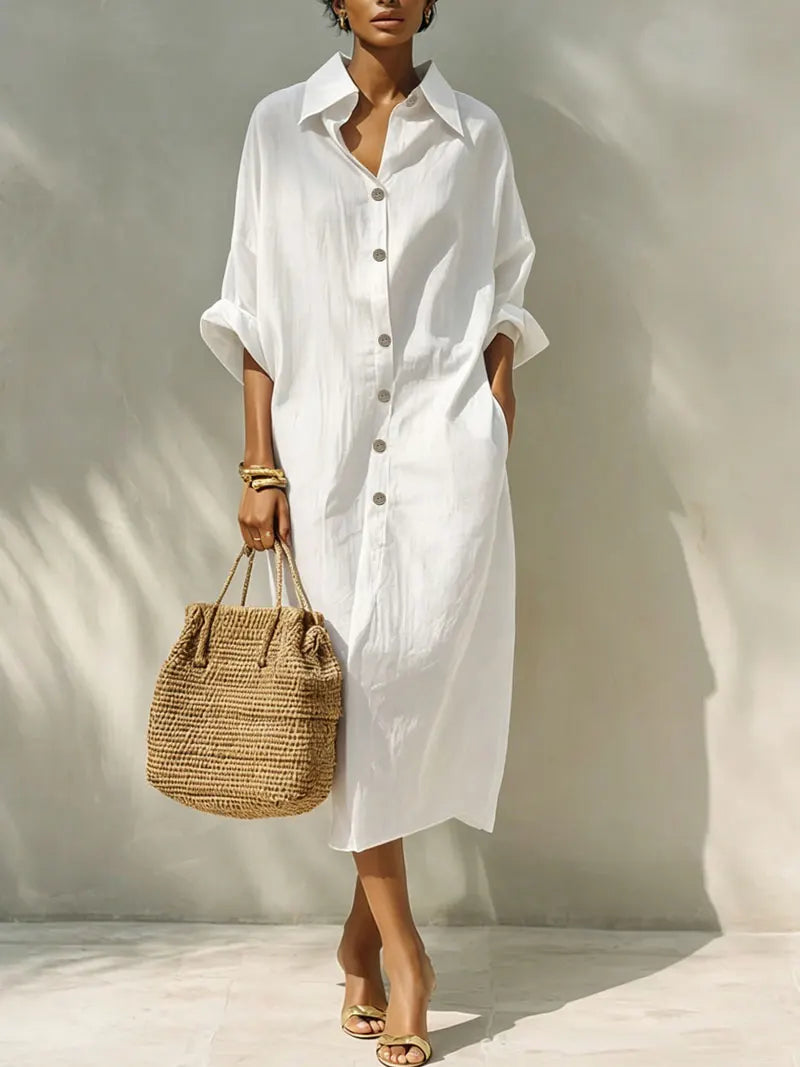 Women's Button Front Midi Dress