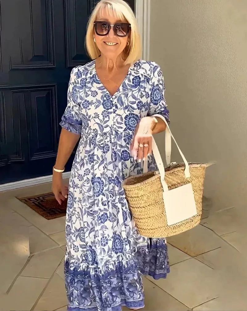 Women's Floral Tie Dye Maxi Dress