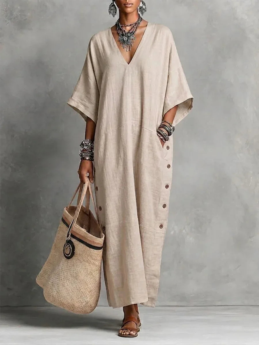 Women's Relaxed V Neck Maxi Dress