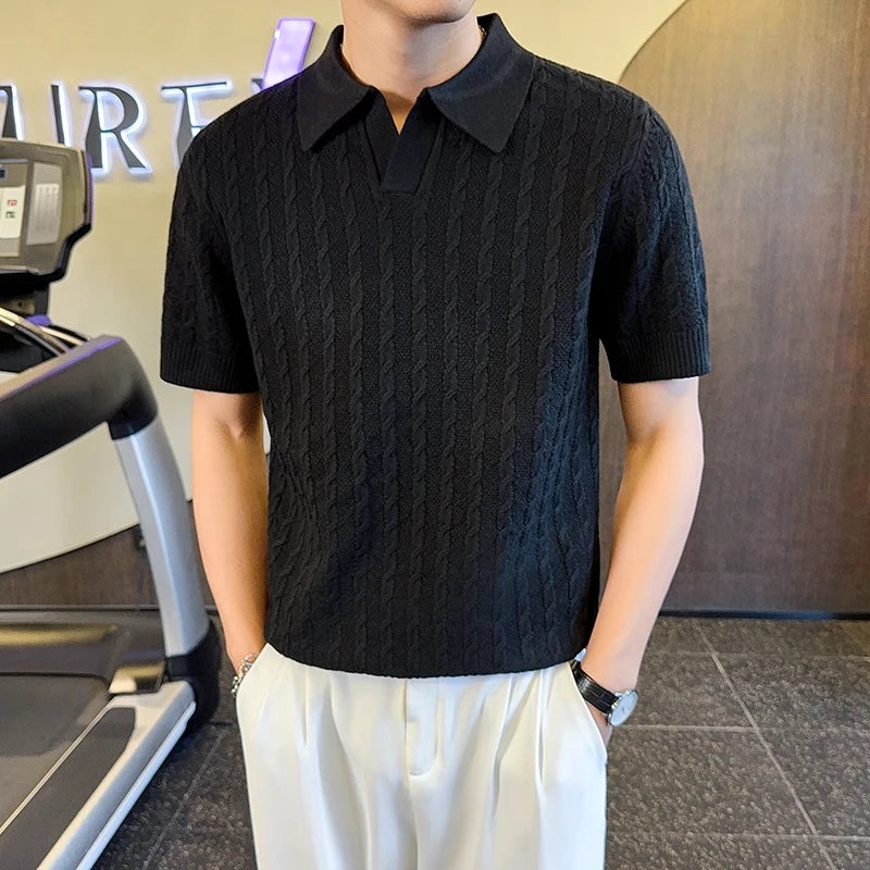 Slim Fit Short-Sleeve Knit Sweater