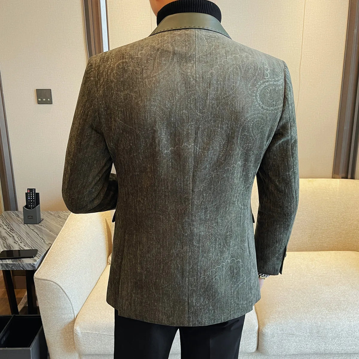 Slim Fit Leather Blazer