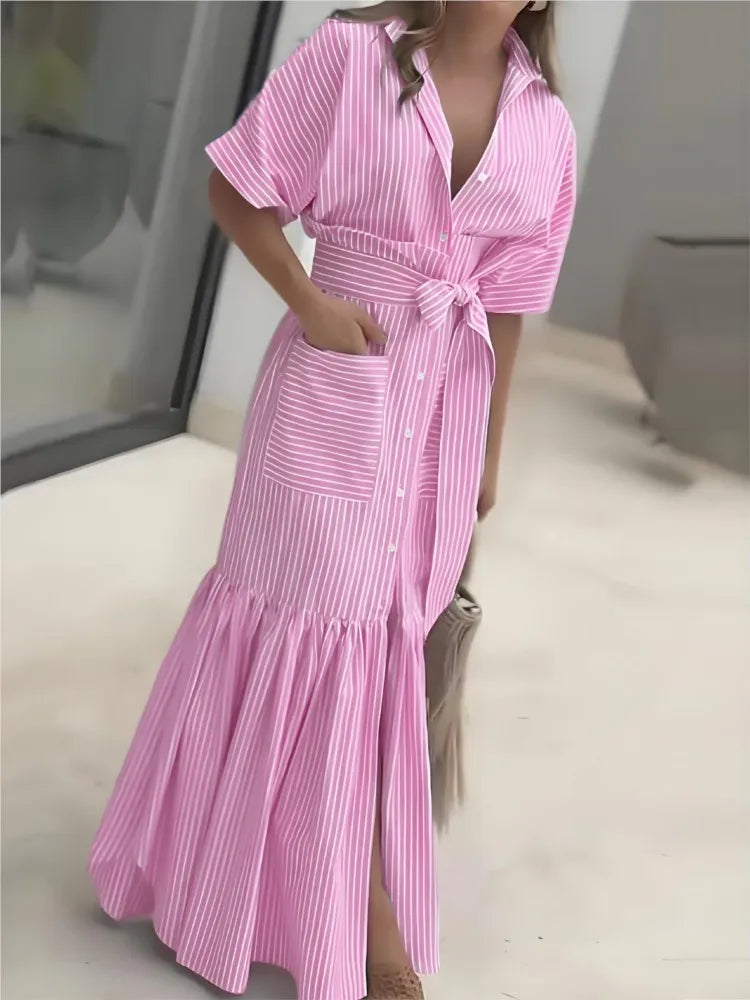 Women's Striped Pocket Maxi Dress