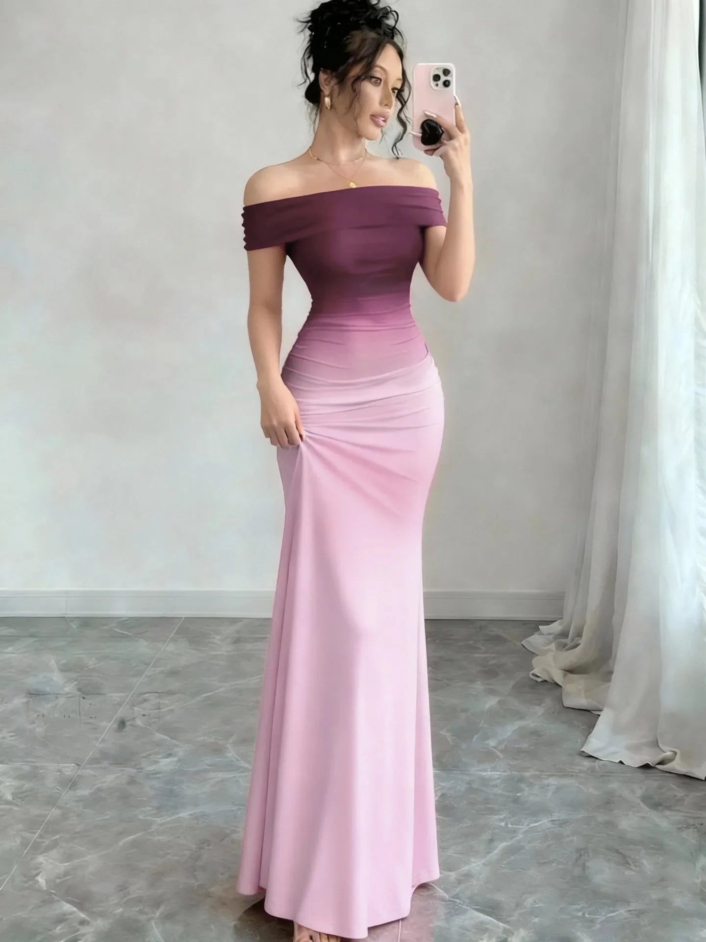 Women's Elegant Off Shoulder Maxi Dress