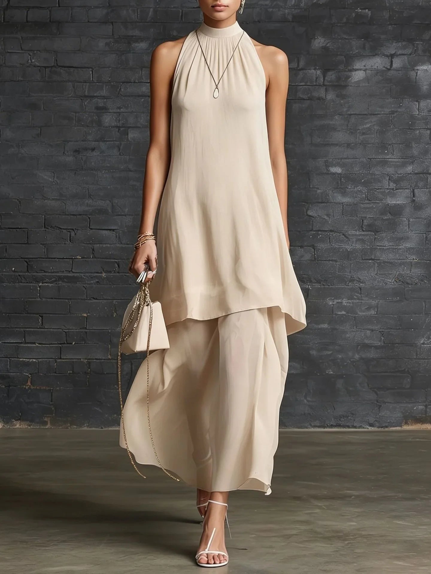 Women's Elegant Layered Chiffon Wedding Guest Dress