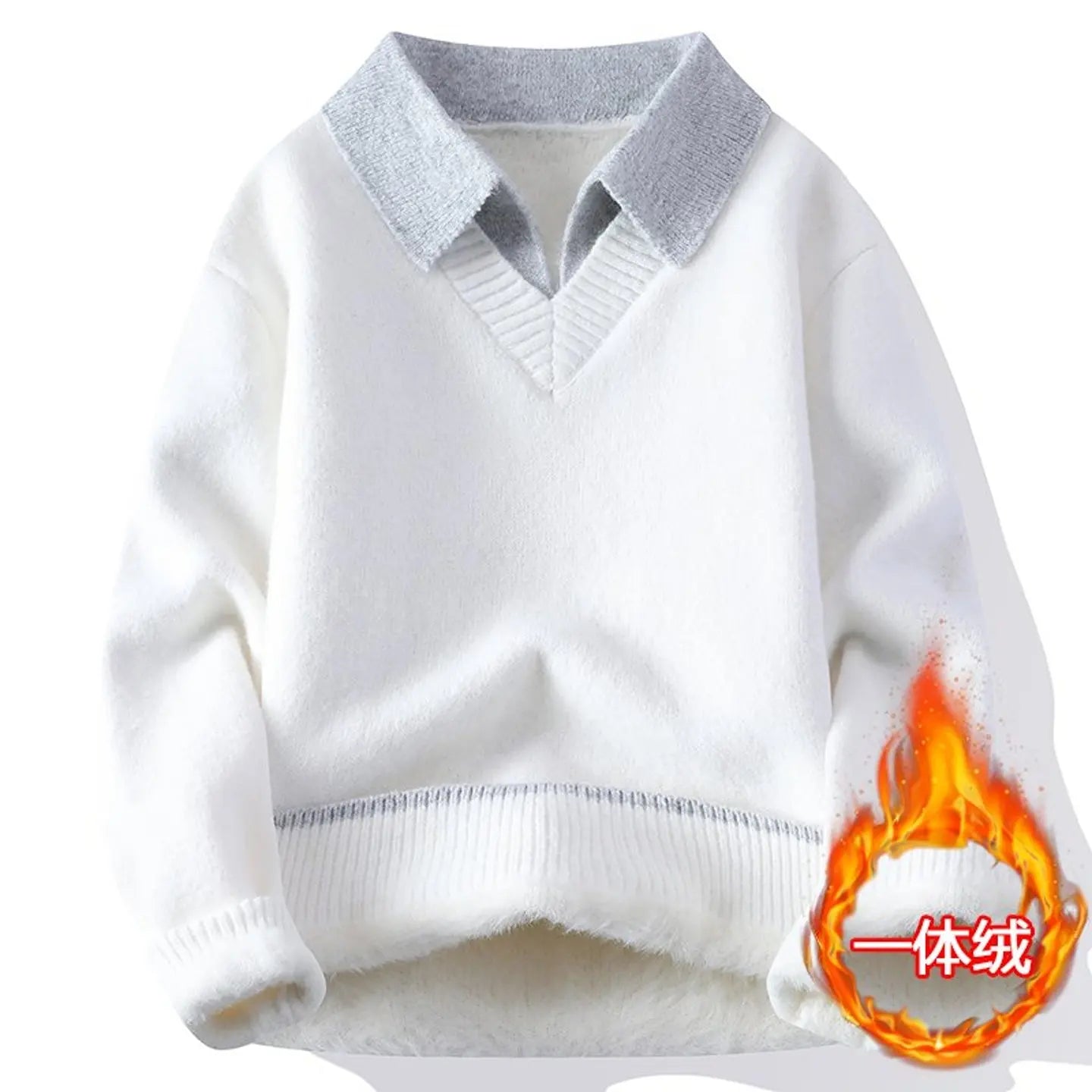 Relaxed Fit Long-Sleeve Knit Sweater