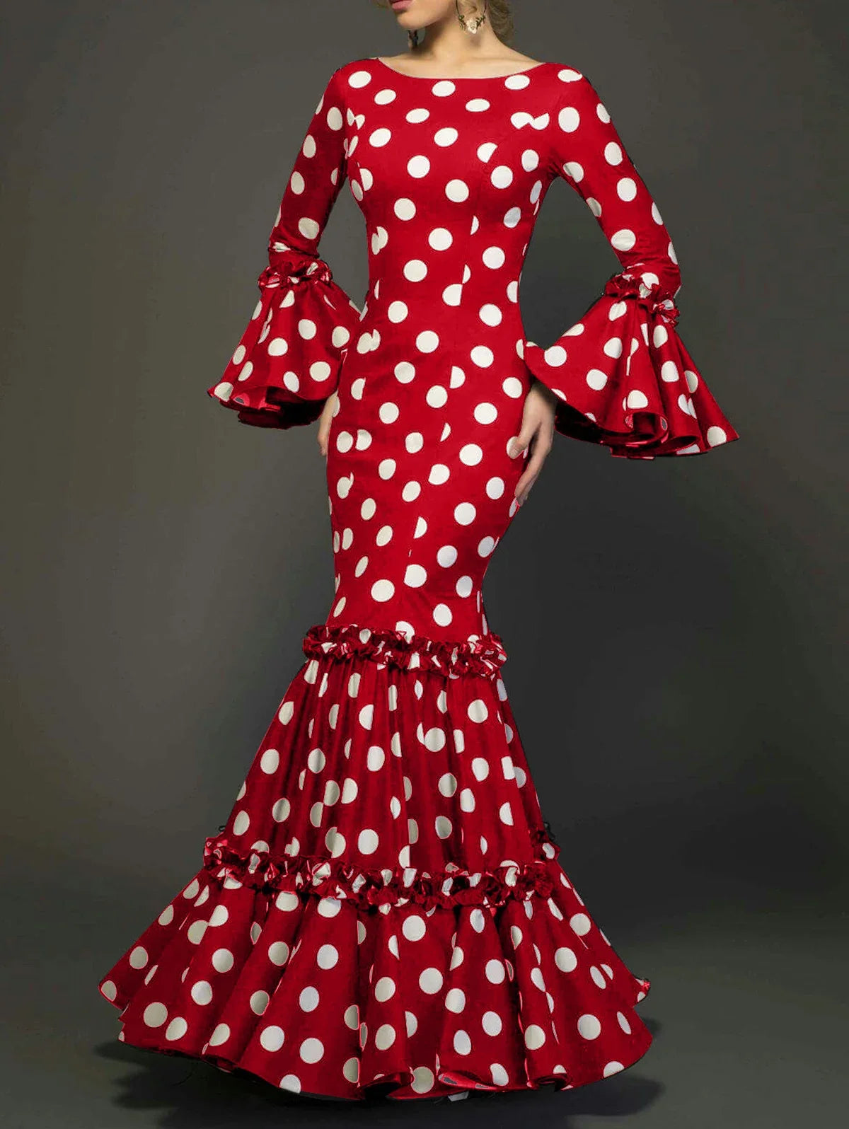 Women's Polka Dot Wedding Guest Midi Dress