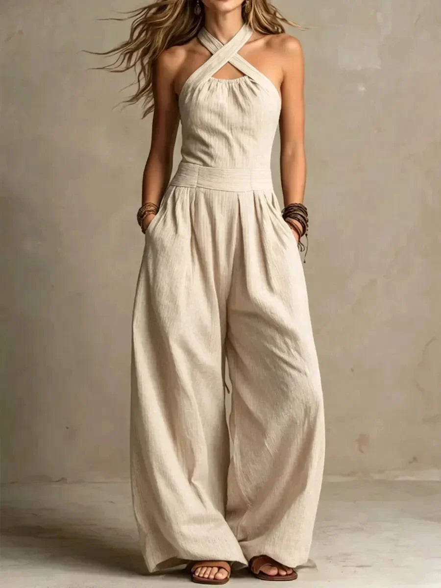 Women's Halter Wide Leg Jumpsuit