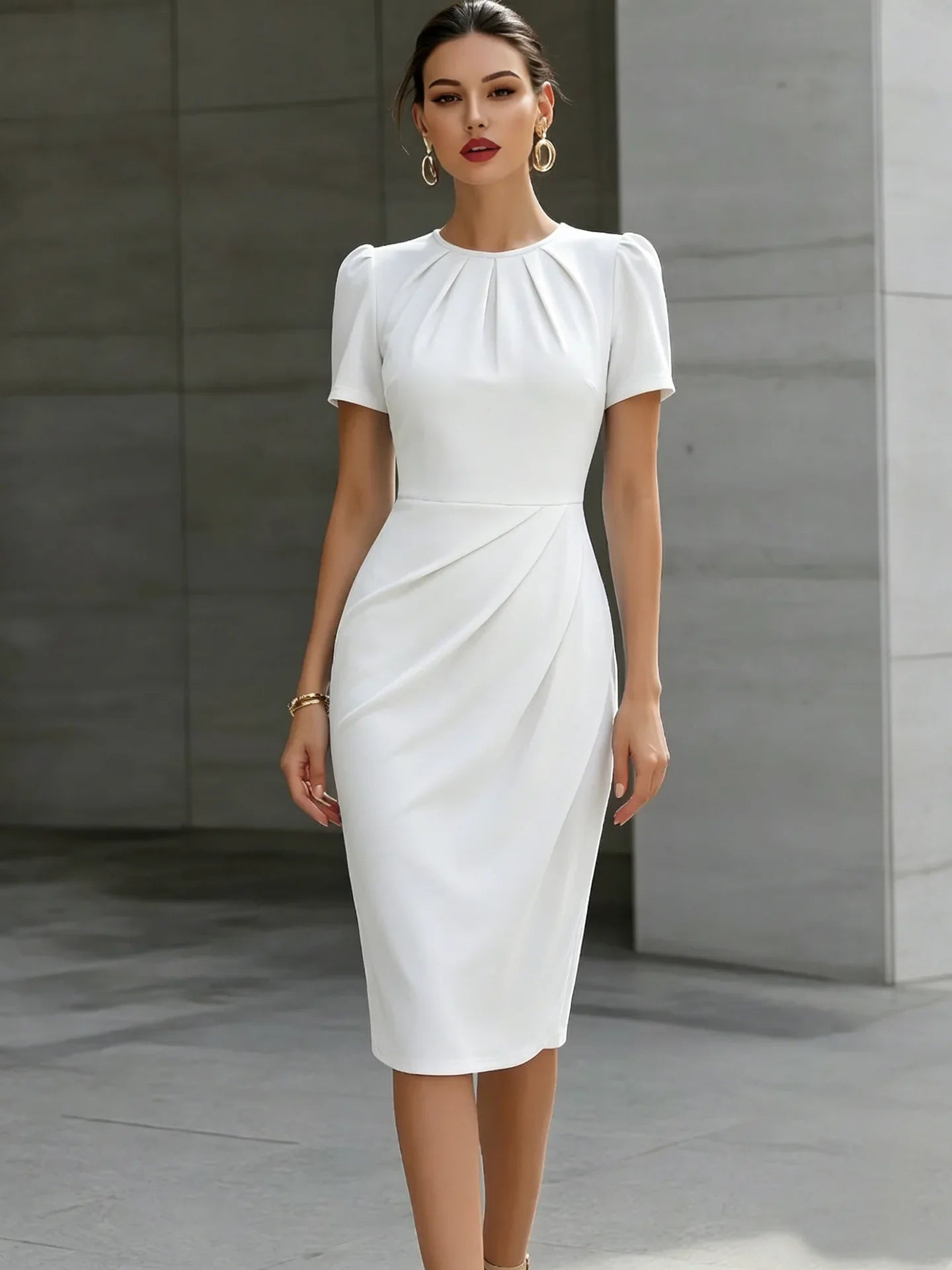 Women's Waist Cinched Midi Dress