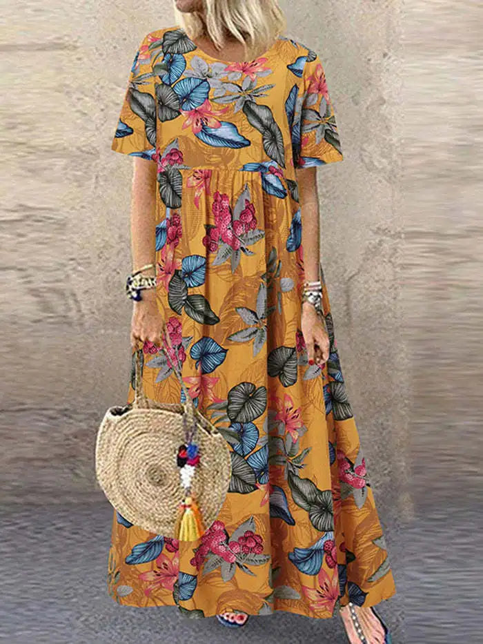 Women's Vintage Floral Maxi Dress