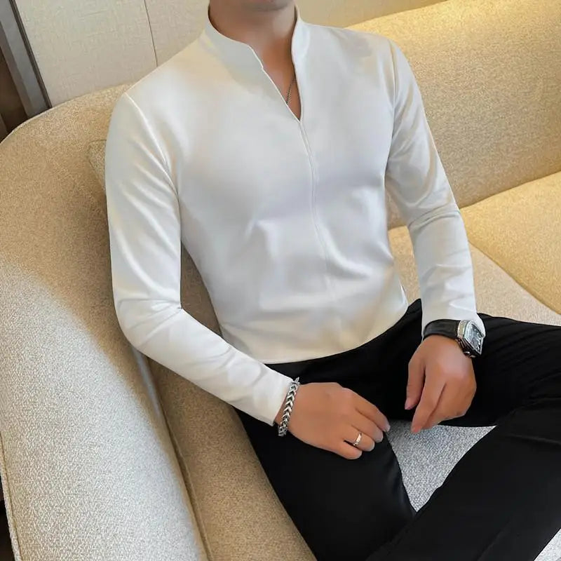 Slim Fit Long-Sleeve V-Neck T-Shirt