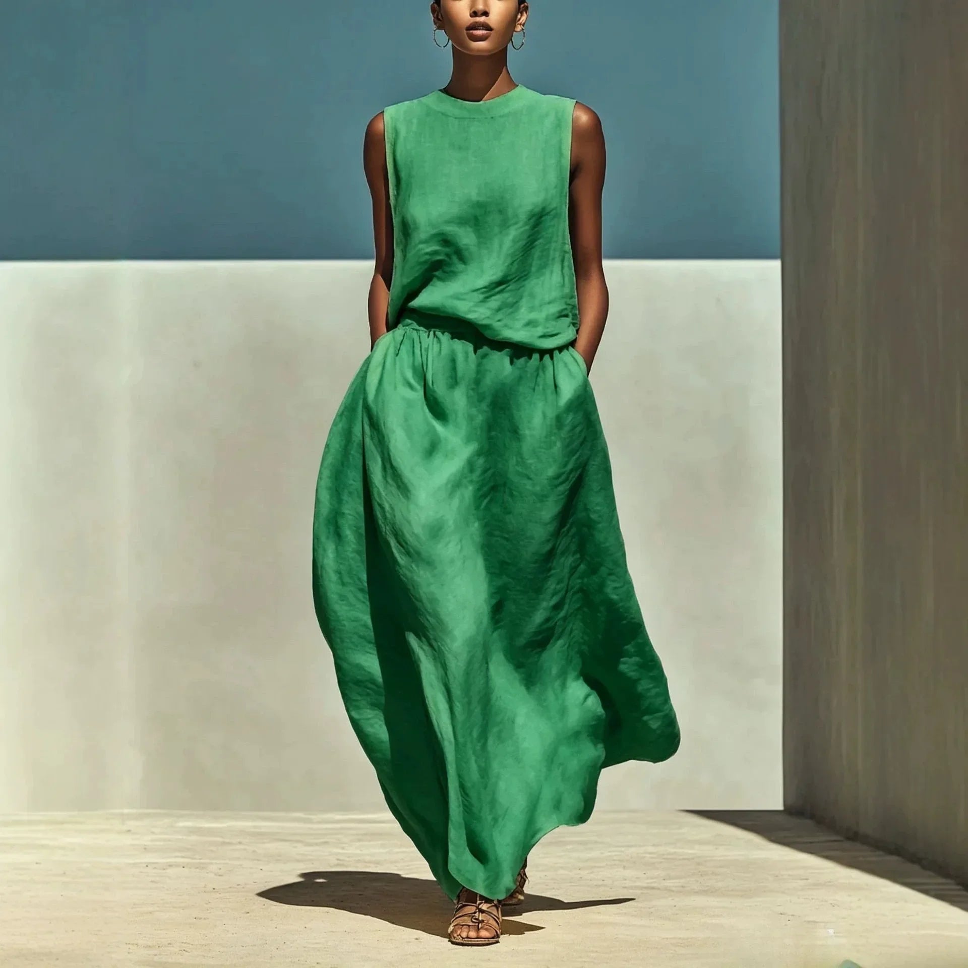 Women's Elegant Top and Maxi Skirt Set