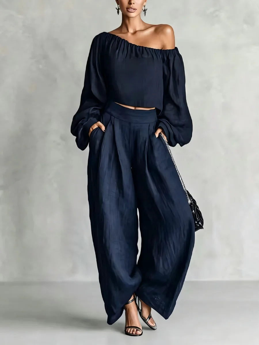 Women's Off Shoulder Trouser Set