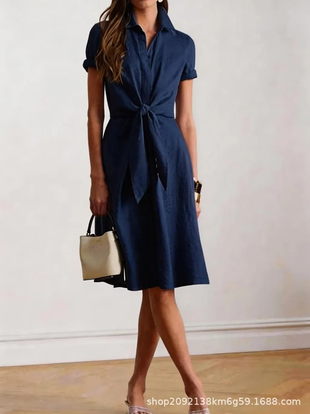 Women's Tie Waist Midi Dress