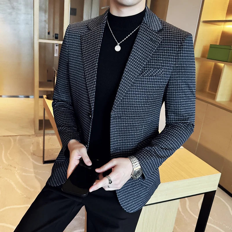Slim Fit Plaid Blazer