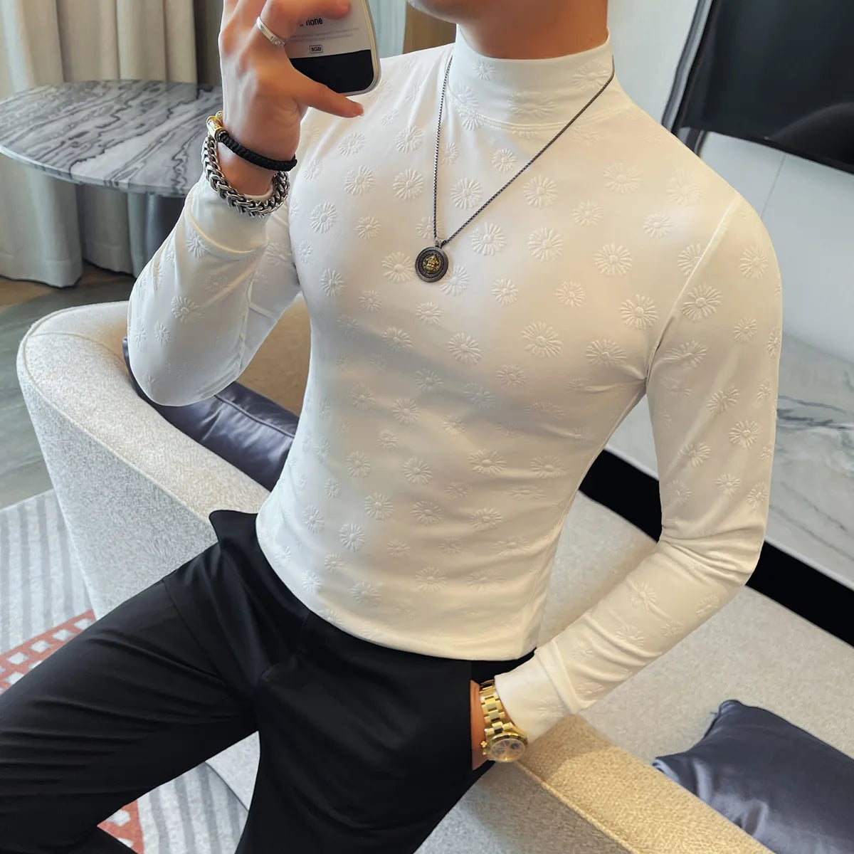 Slim Fit Printed Long-Sleeve T-Shirt