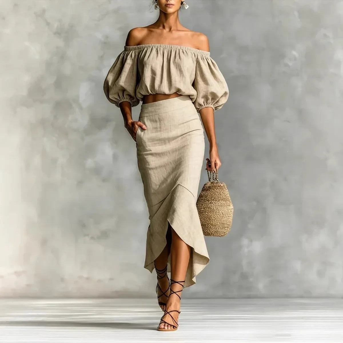 Women's Off Shoulder Skirt Set
