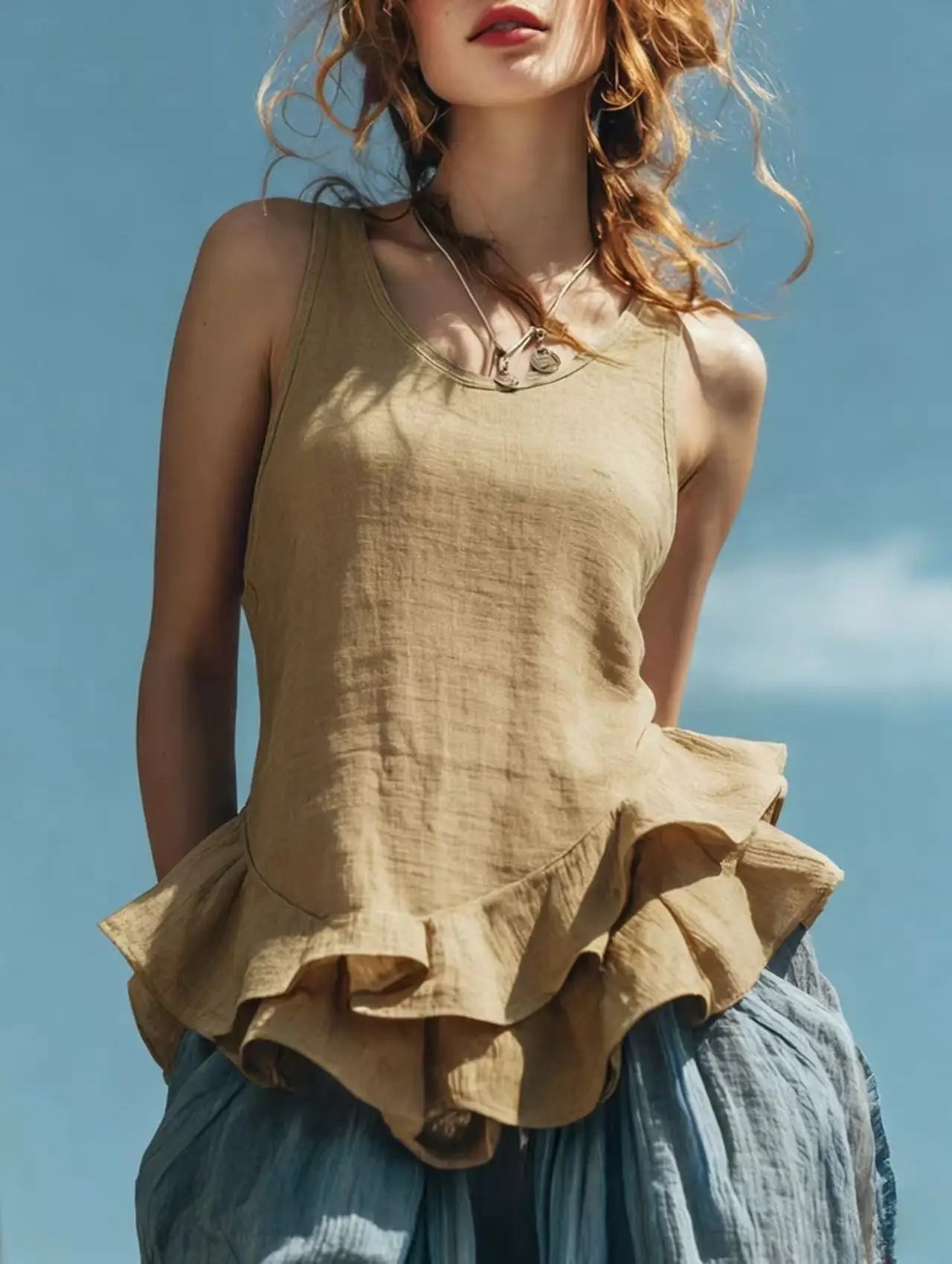Women's Ruffle Hem Tank Top