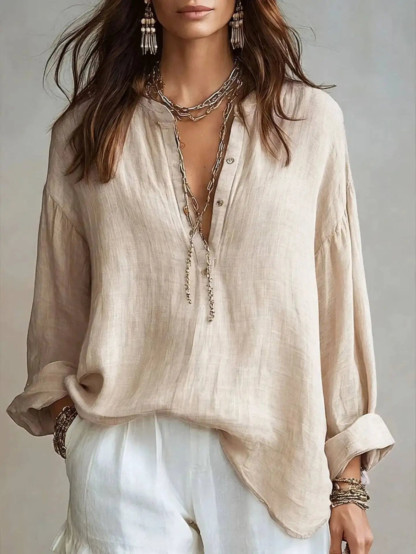 Women's Oversized Linen Blouse